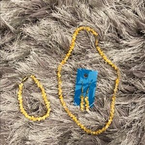 Set of necklace, bracelet and earrings